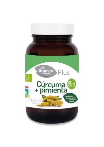 digestivos CURCUMA + PIMIENTA BIO, 100 + 20 CÁP, 440 mg