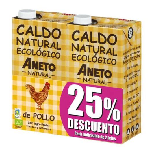 sales, condimentos y salsas PACK CALDO NATURAL DE POLLO ECO 2X1L-25%DTO