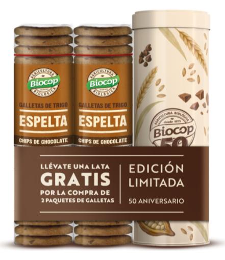 repostería y chocolates GALLETA TRIGO ESPELTA CHOCO + LATA ANIVERSARIO