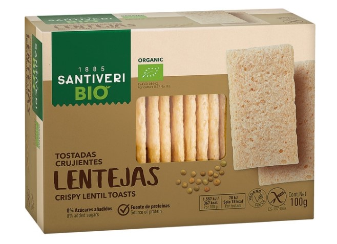 pan TOSTADAS CRUJIENTES LENTEJAS BIO 100G